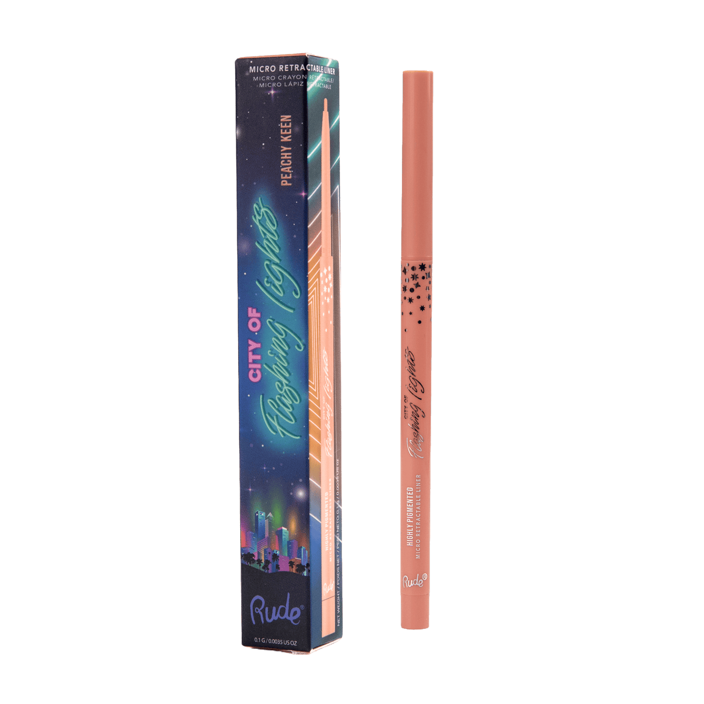 City of Flashing Lights Micro Retractable Liner Peachy Keen