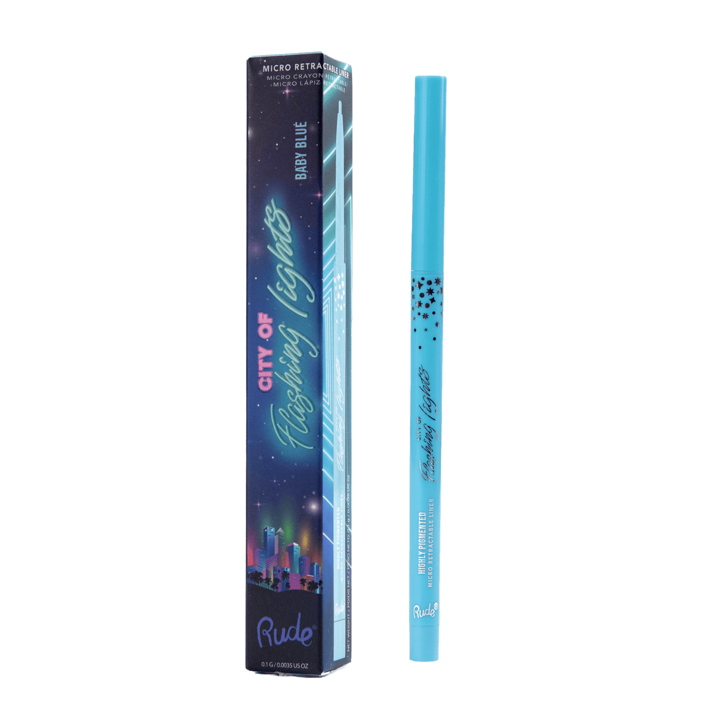 City of Flashing Lights Micro Retractable Liner Baby Blue