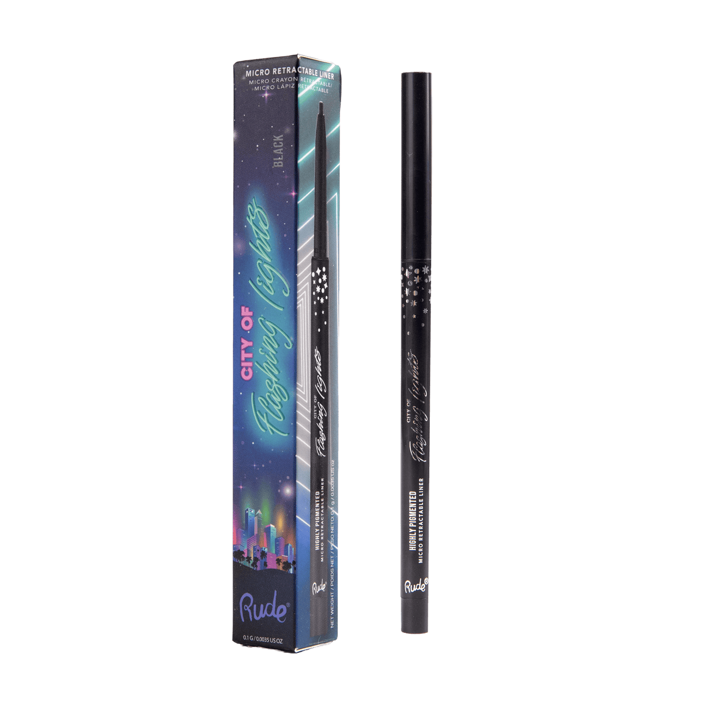 City of Flashing Lights Micro Retractable Liner Black