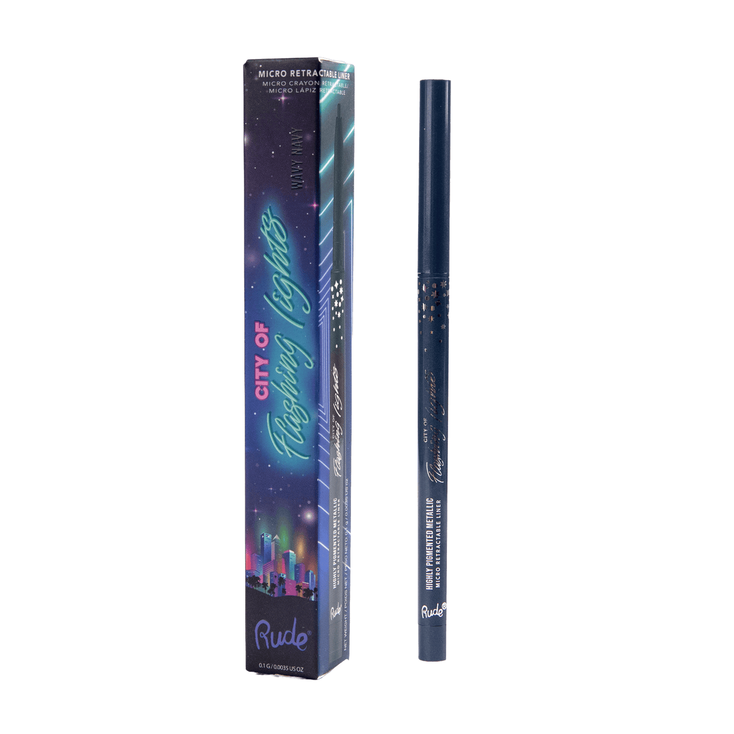 City of Flashing Lights Micro Retractable Liner Wavy Navy